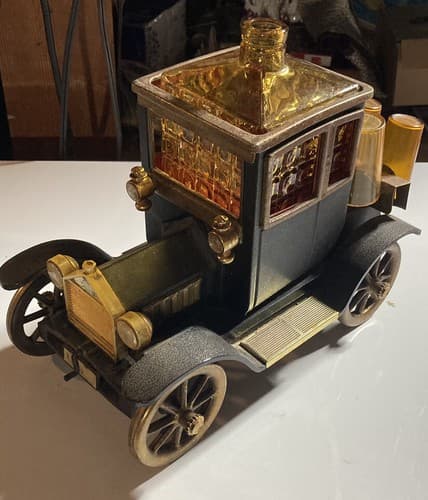 1960’s Ford Model T 1915 Liquor Decanter Japan Music Box w 6 Shot Glasses! WORKS - Thumbnail 3