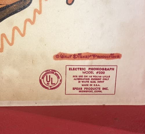 Old Collectible Spear Walt Disney Donald Duck electric phonograph #220 - Thumbnail 2