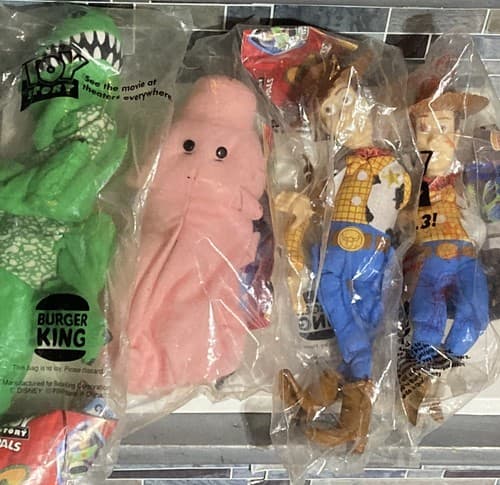 4 VINTAGE BURGER KING TOY STORY WOODY REX, HAMM 4 PC LOT SEALED - Image 1