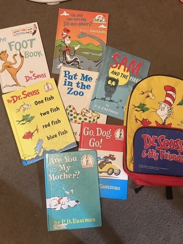 Dr. Seuss Hardback Books of 7 Plus Vintage Rare Dr. Seuss & Friends Backpack! - Image 1