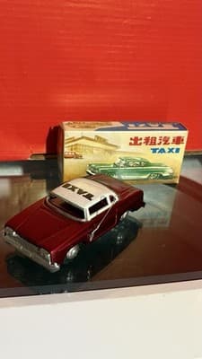 TIN FRICTION MF-713 FORD FAIRLANE TAXI CAB CAR RED CHINA - Thumbnail 2