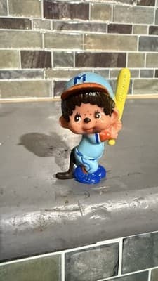 Monchichi Baseball Mini Figure 2" Tall 1979 - Image 1