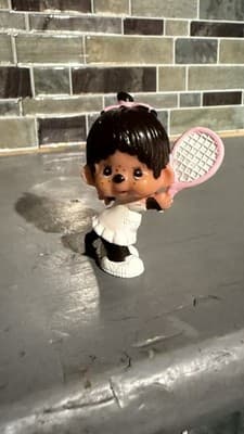 MONCHICHI GIRL PLAYING TENNIS 2" PVC Plastic FIGURE TOY 1979 - Image 1