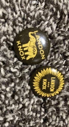1936🐘🐘🐘🐘 LANDON AND KNOX Campaign Political Litho Authentic Pins - Image 1