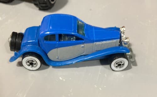 1980's Mattel Hot Wheels Classics Blue Bugatti w/ Whitewall Wheels - Image 1