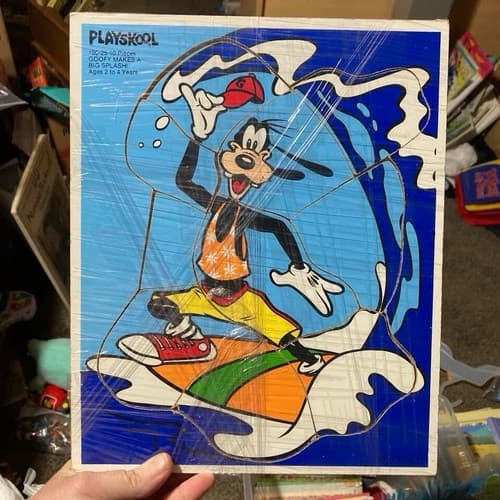 Vintage Playskool Goofy Wooden Puzzle 190-25 Surfing Disney - Image 1
