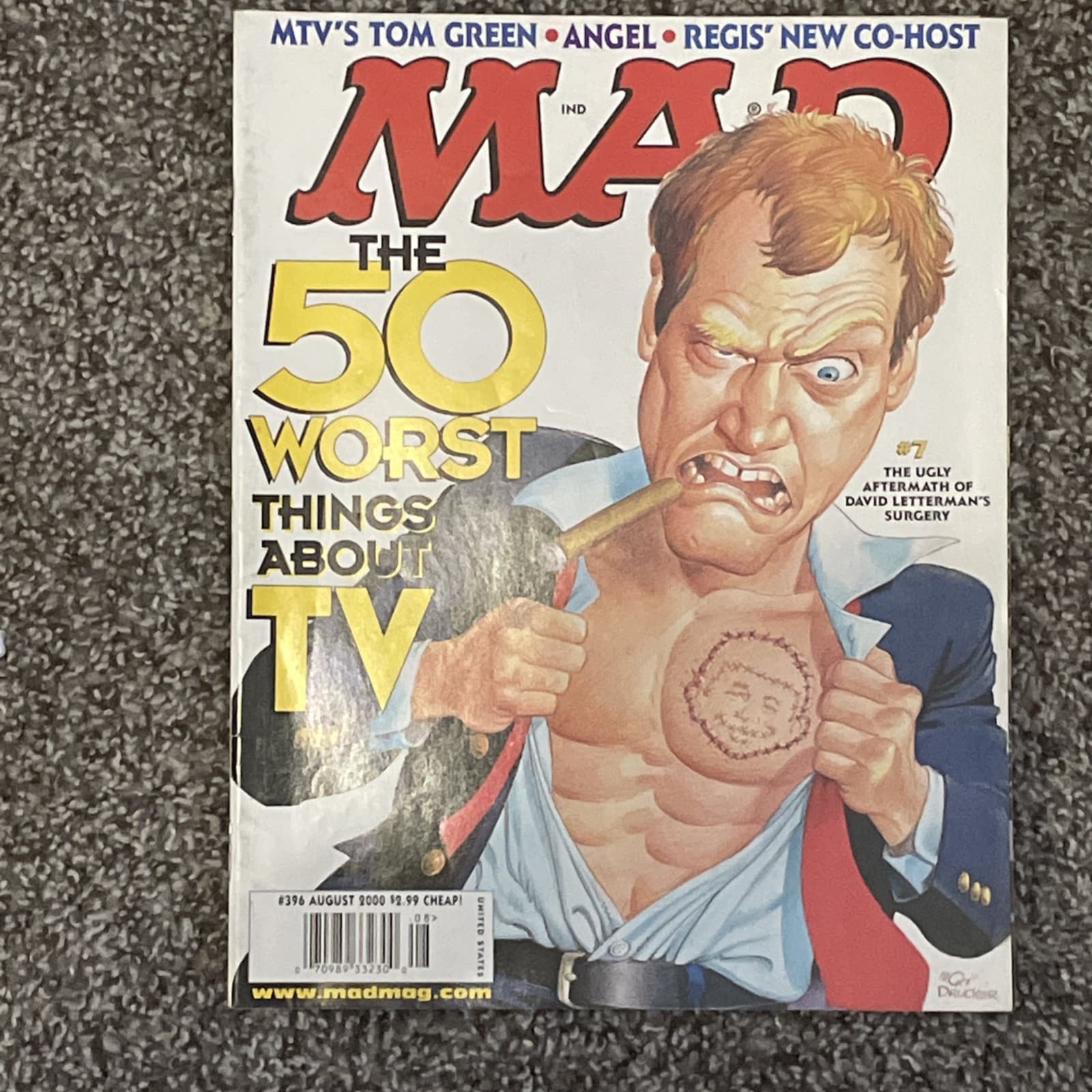 MAD MAG DAVID LETTERMAN “The 50 Worst Things About Tv!” #7 2000 VF+ - Image 1