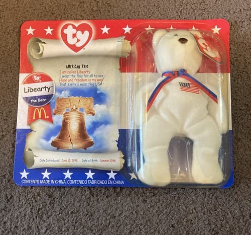 2 New Ty Teenie Beanie Baby Libearty Patriotic Bear W/ Lefty The Elephant - Thumbnail 2