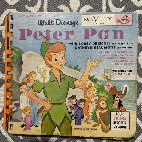 1952 PETER PAN RECORD STORYBOOK (78 RPM) Little Nipper Album Walt Disney RARE - Image 1