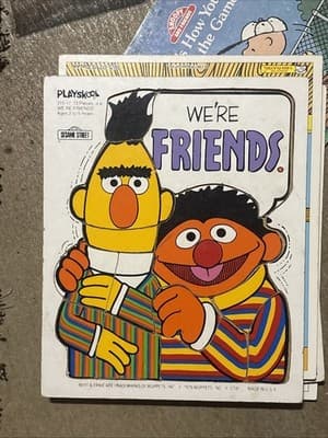 Sesame Street Bert & Ernie We’re Friends Playskool Wood Puzzle 1976 13pc - Image 1