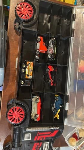 Vehicle Storage Case FULL Of Older & Modern Diecast Collectible Trucks - Thumbnail 3