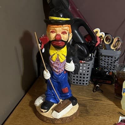 1975 Continental Studios Hobo Clown Statue 17" Chalkware Rare Complete Mint - Thumbnail 2
