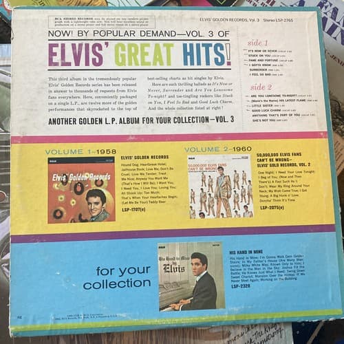 Elvis Presley-Golden Records Volume 3, RCA LPM-2765, mono 1963 - Thumbnail 2