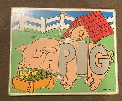 Playskool 168-07 10 Pieces Pig USA Vintage Board Puzzle - Thumbnail 3