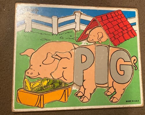 Playskool 168-07 10 Pieces Pig USA Vintage Board Puzzle - Thumbnail 2