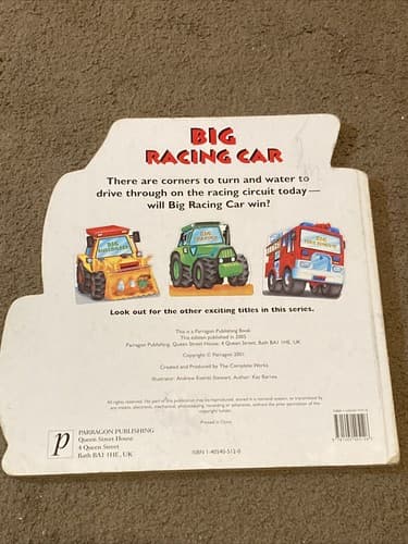 2005 Big Speedster Racing Car Shape Board BOOK by Kay Barnes CHILDREN FUN - Thumbnail 2