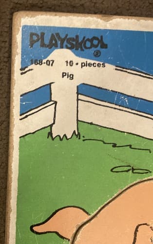Playskool 168-07 10 Pieces Pig USA Vintage Board Puzzle - Thumbnail 4