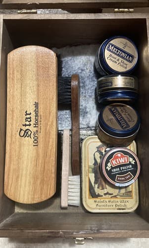 Old Service Shoeshine Collectors Dovetailed KIWI Handcrafted Kit Brushes & More - Thumbnail 2