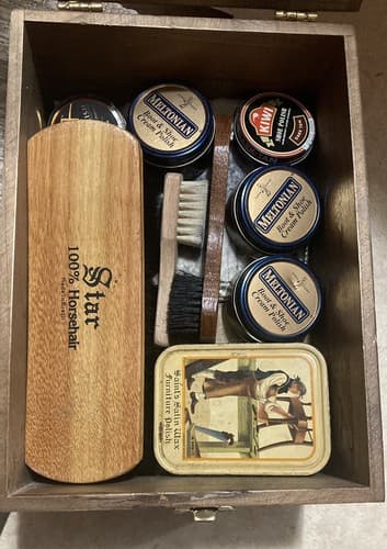 Old Service Shoeshine Collectors Dovetailed KIWI Handcrafted Kit Brushes & More - Thumbnail 9