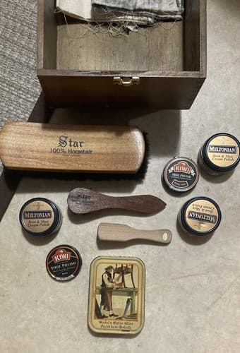 Old Service Shoeshine Collectors Dovetailed KIWI Handcrafted Kit Brushes & More - Thumbnail 5