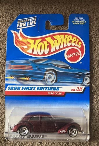 Hot Wheels 1999 # 1 of 26 First Editions New On Card 1:64 1936 CORD - Image 1