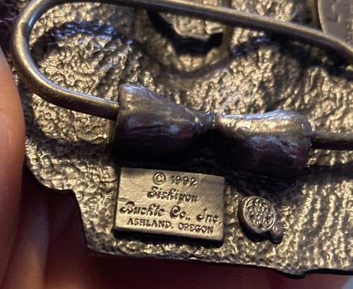 1992 Vintage Siskiyou I Fish Therefore I Am Belt Buckle New Ashland Oregon - Thumbnail 5