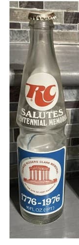 VTG 1976 RC Royal Crown Cola Bicentennial Glass Soda Bottle 16oz Clark Mem