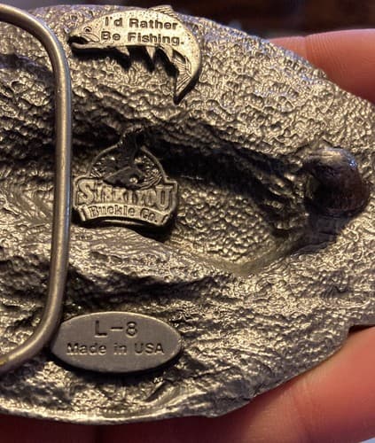 1992 Vintage Siskiyou I Fish Therefore I Am Belt Buckle New Ashland Oregon - Thumbnail 4