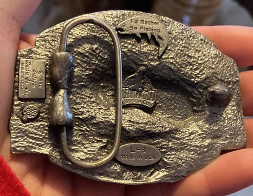 1992 Vintage Siskiyou I Fish Therefore I Am Belt Buckle New Ashland Oregon - Thumbnail 3