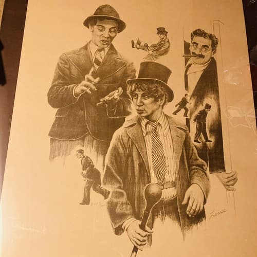 Very Rare Hand Drawn Portrait Of Comedian "Marx Brothers" Signed & # by Lanse - Thumbnail 2