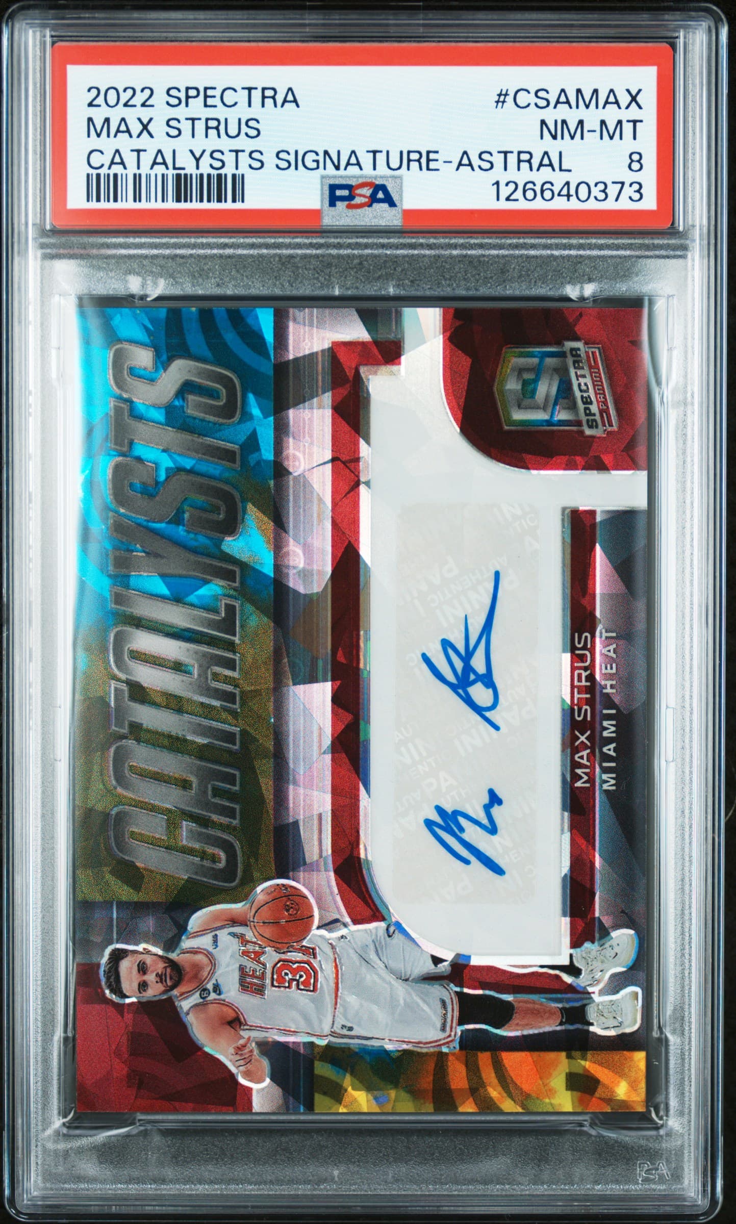 2022 Panini Spectra Catalysts Signatures Max Strus Signature-Astral PSA 8 #/49 - Image 1