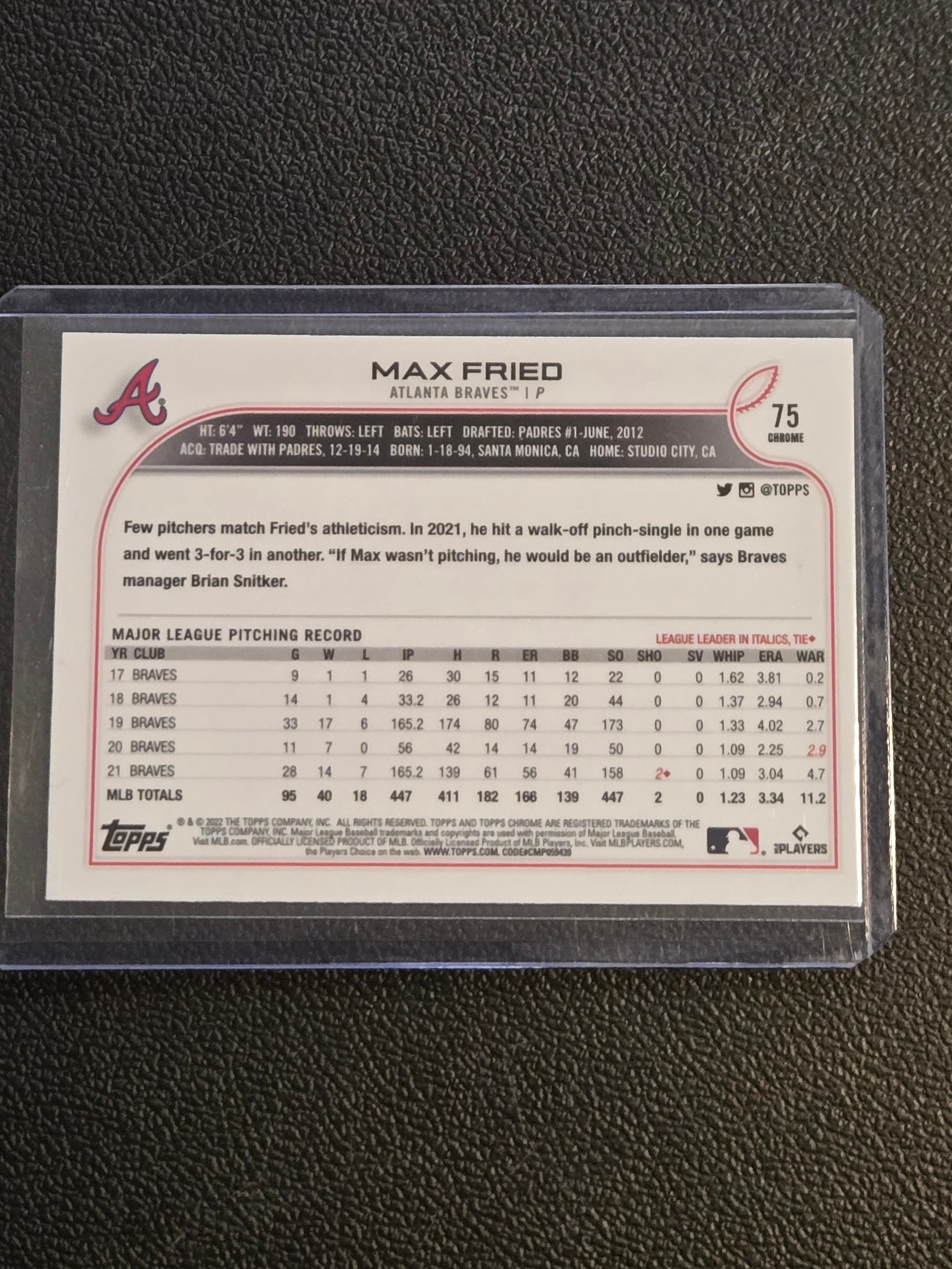 2022 Topps Chrome Sonic #75 Max Fried Prism Refractor - Thumbnail 2