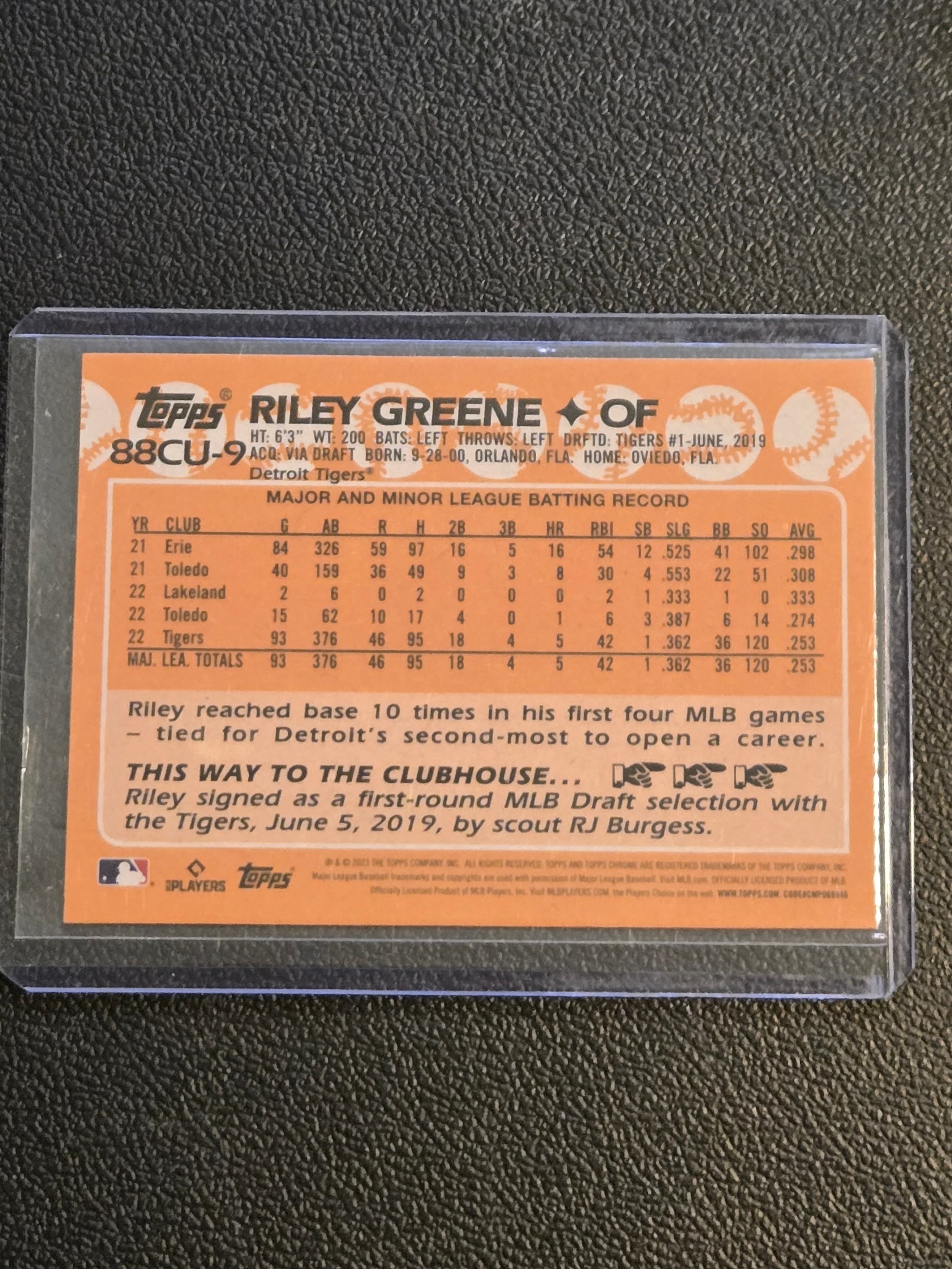 2023 Topps Chrome Update Riley Greene 1988 Topps Baseball 35th Anniversary - Thumbnail 2