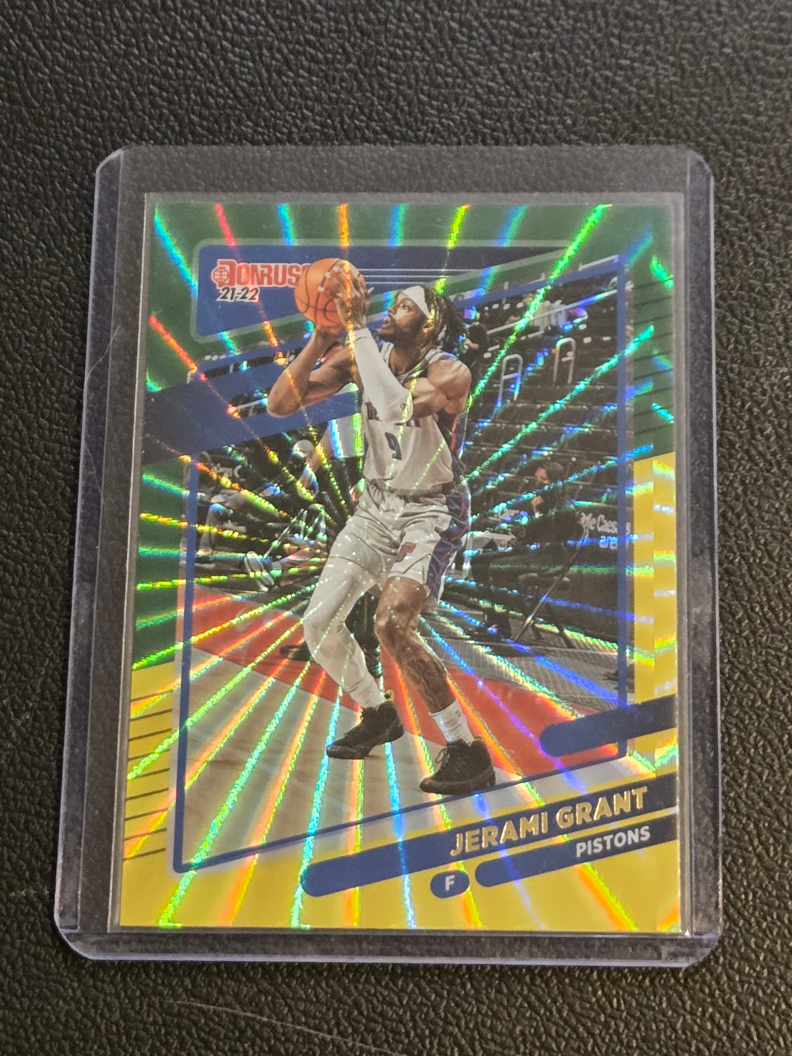 2021-22 Donruss #54 Jerami Grant Holo Green and Yellow Laser - Image 1