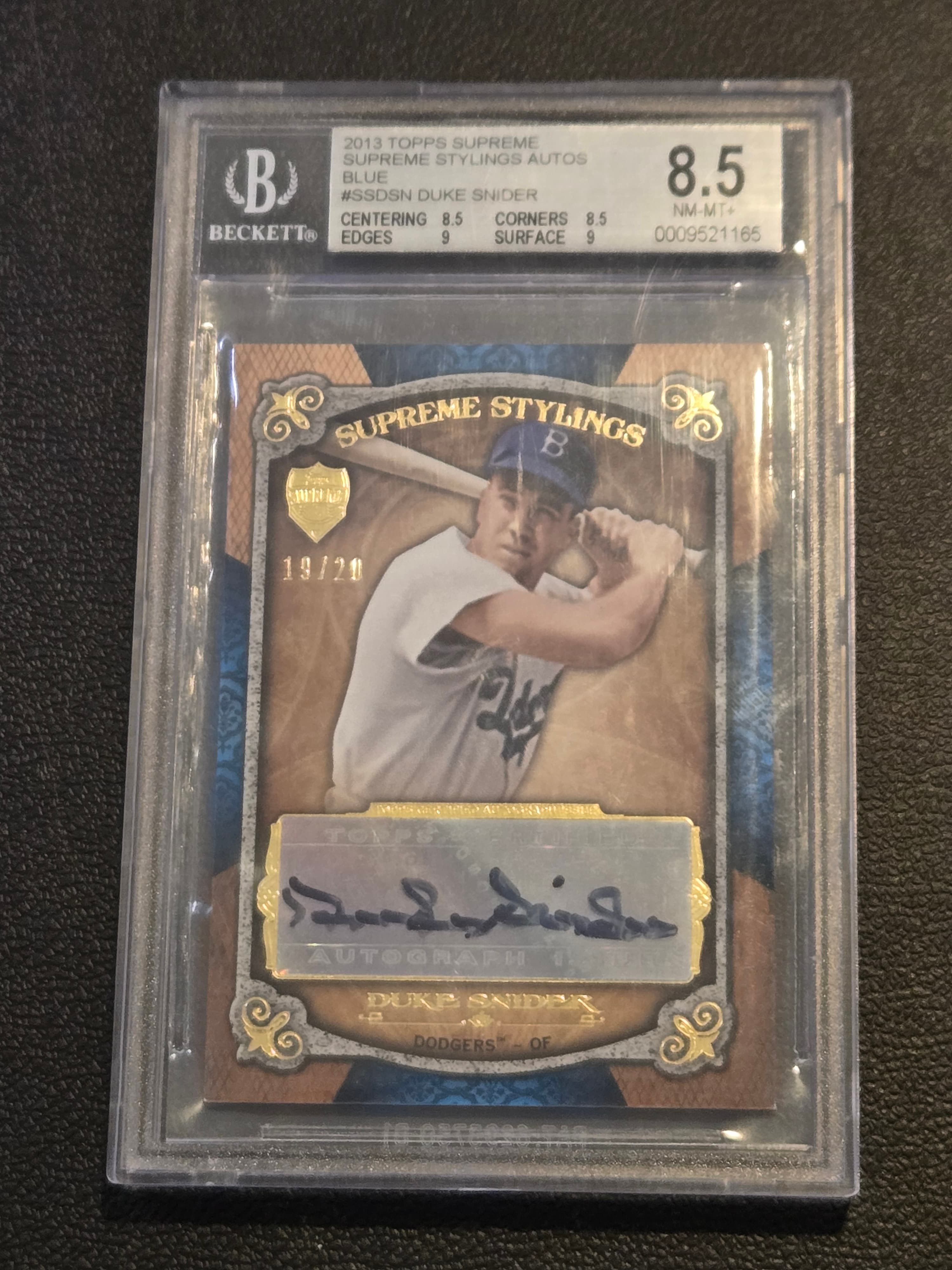2013 Topps Supreme Duke Snider Supreme Stylings Autographs Blue BGS 8.5 #/20 - Image 1