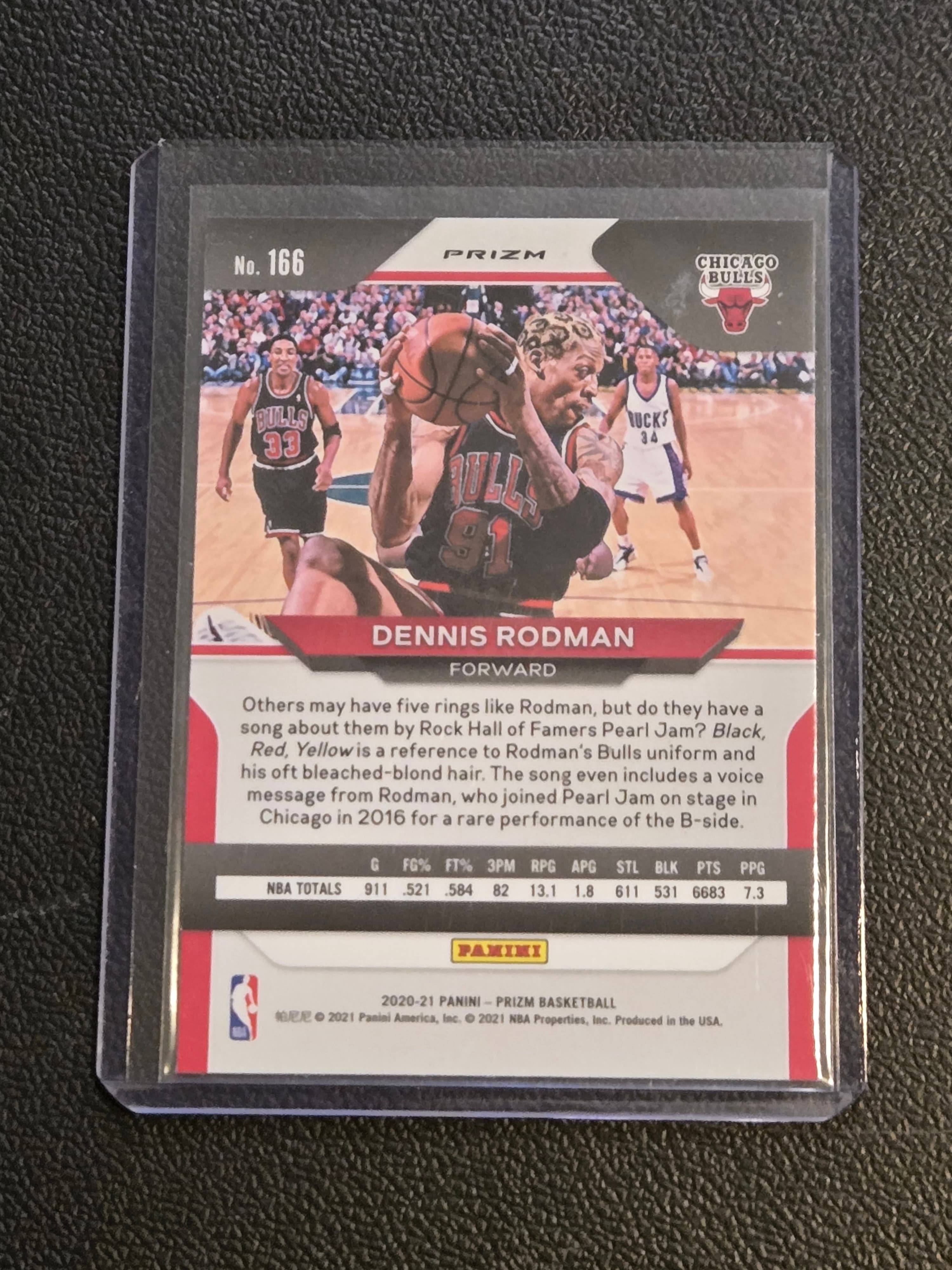 2020-21 Panini Prizm #166 Dennis Rodman Red, White and Blue Prizms - Thumbnail 2