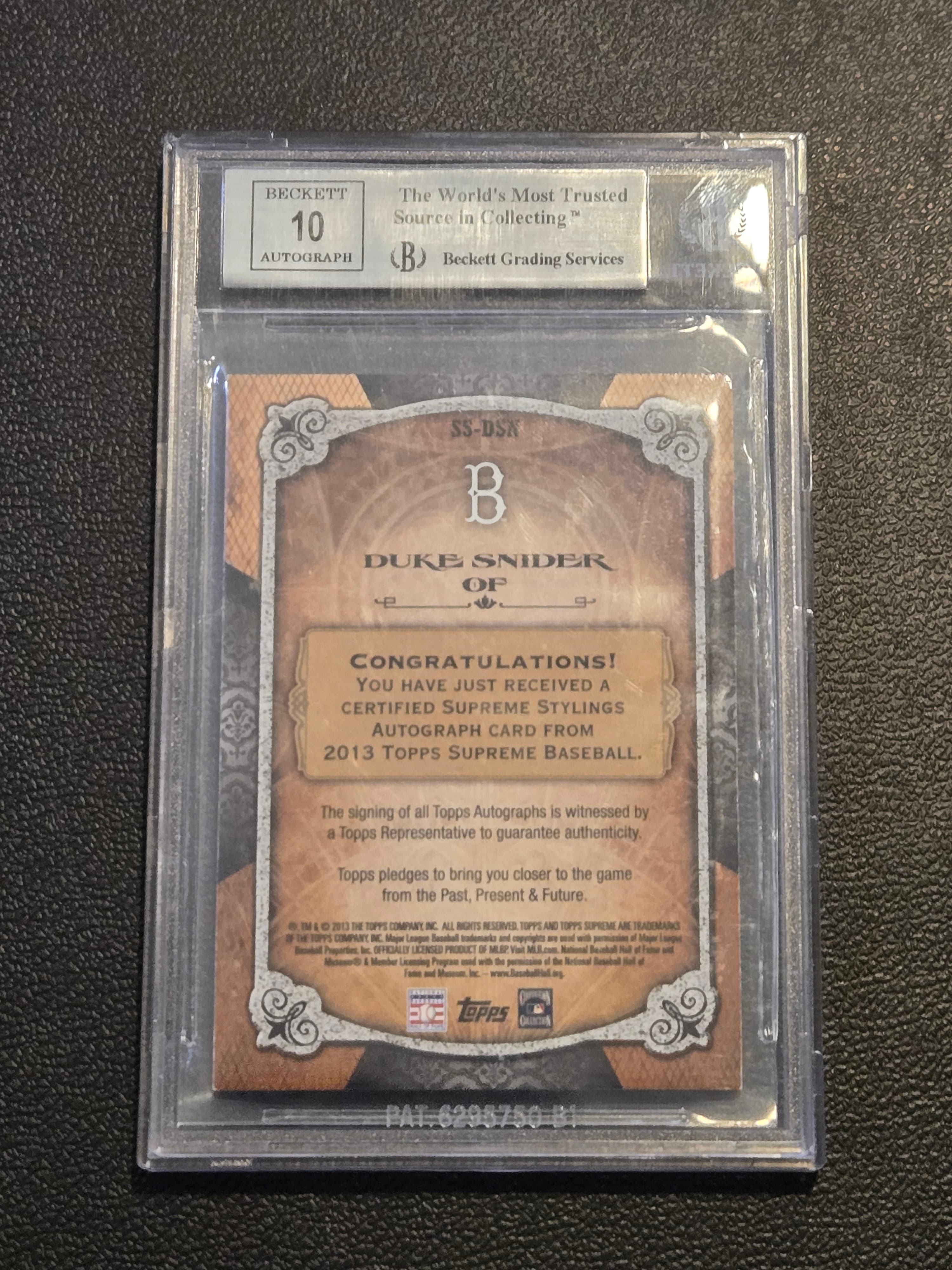 2013 Topps Supreme Duke Snider Supreme Stylings Autographs Blue BGS 8.5 #/20 - Thumbnail 2