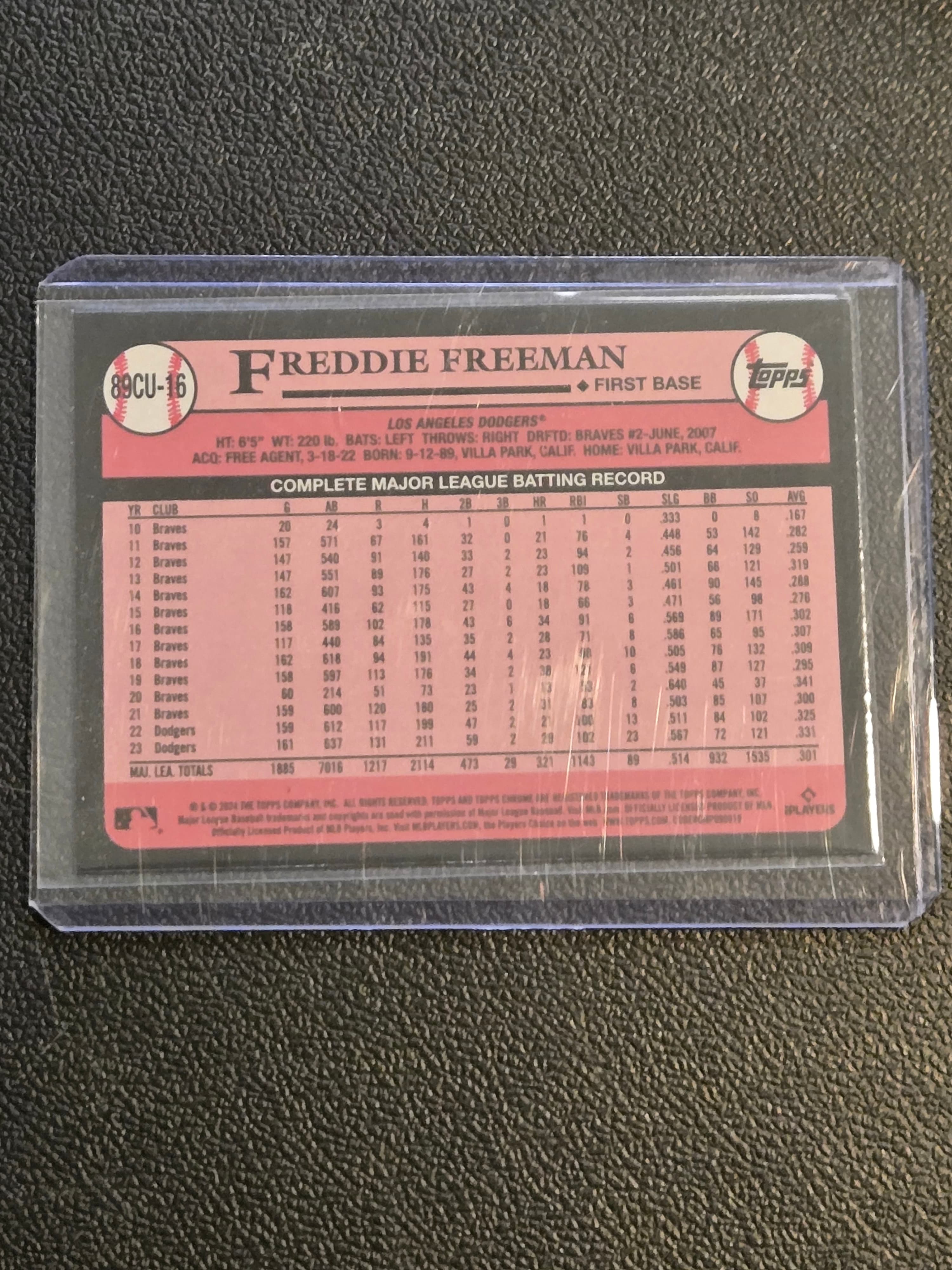 2024 Topps Chrome Update Freddie Freeman 1989 Topps Baseball 35th Anniversary - Thumbnail 2