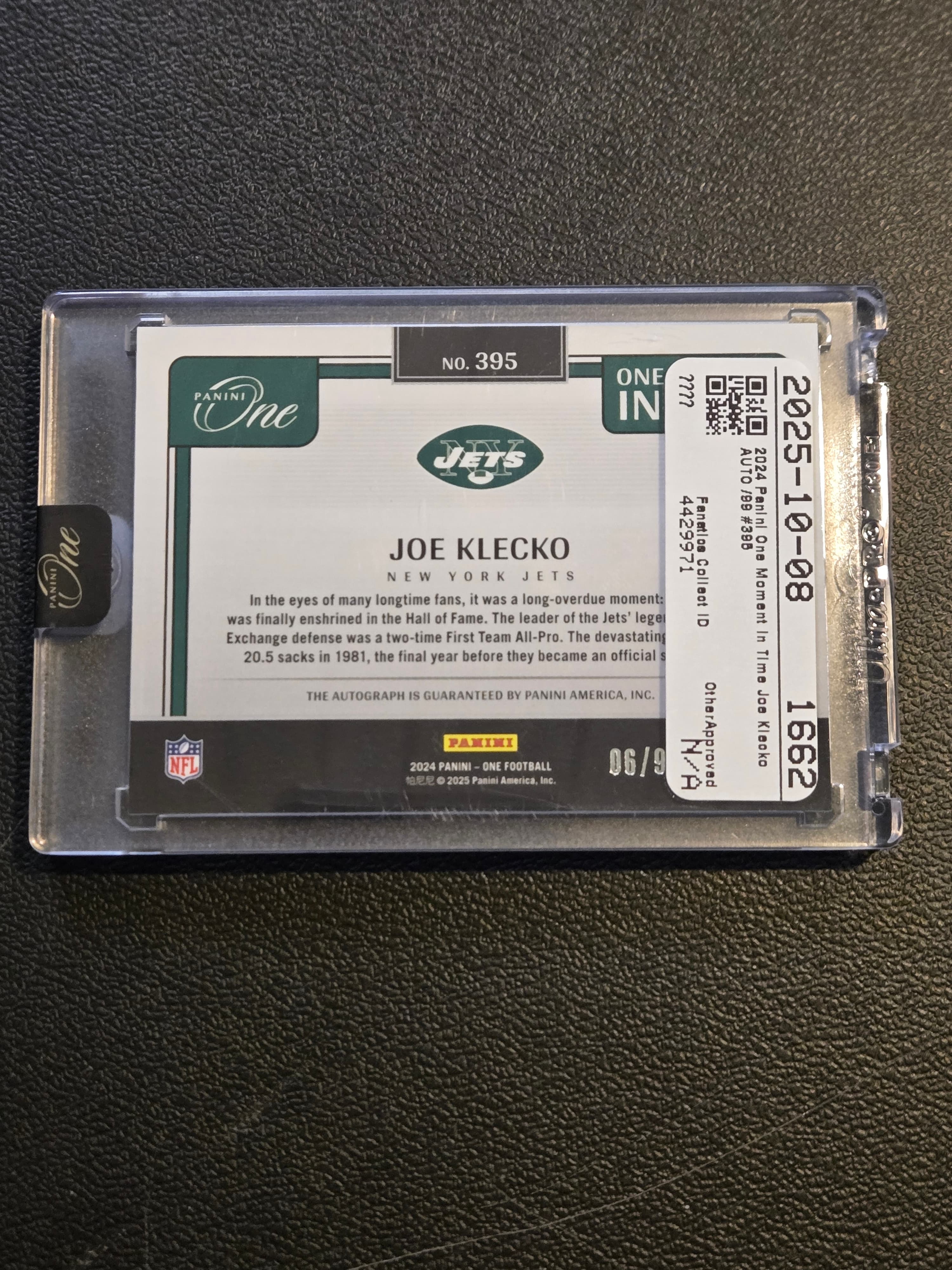 2024 Panini One #395 Joe Klecko #/99 - Thumbnail 2