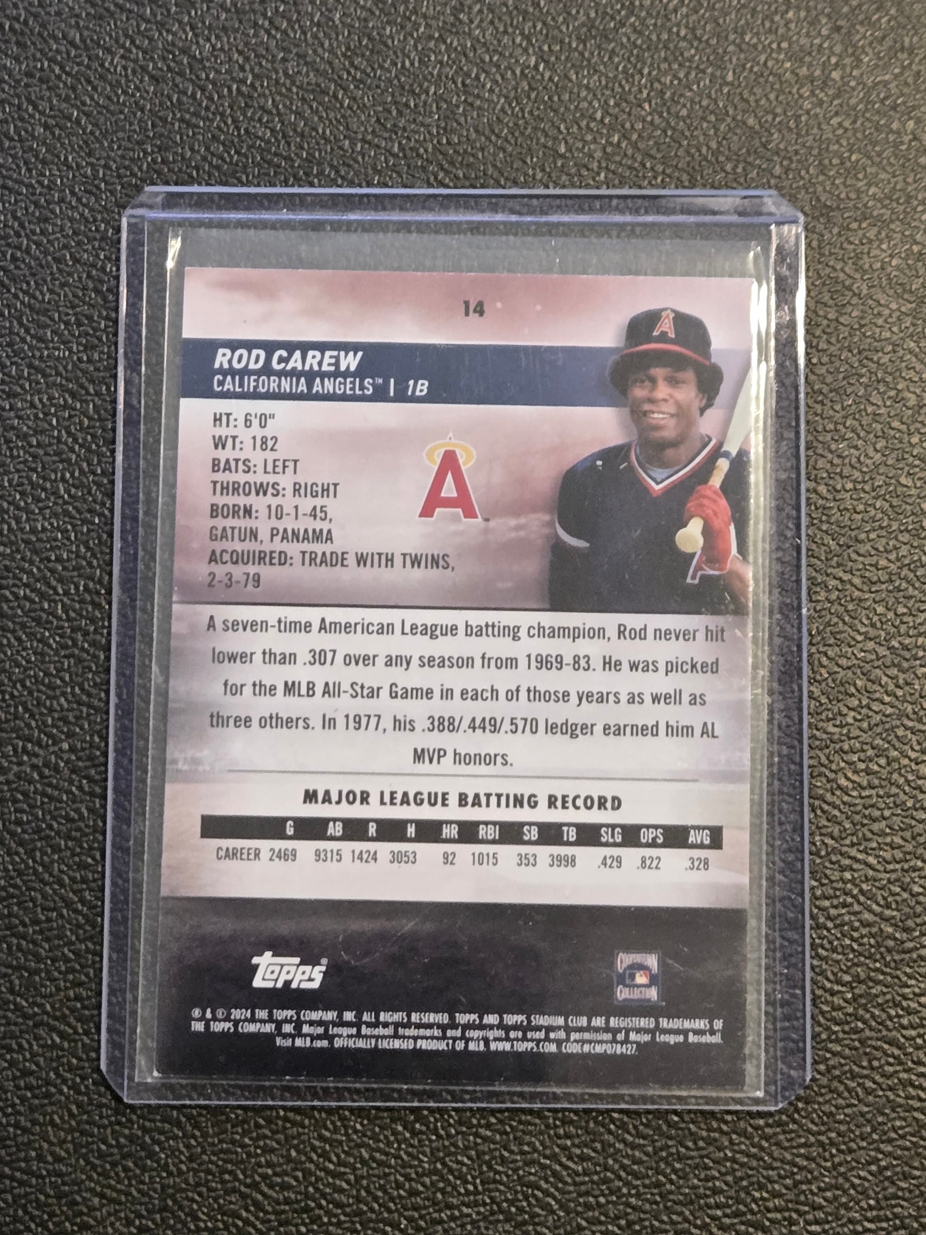 2024 Stadium Club #14 Rod Carew Red Foil - Thumbnail 2
