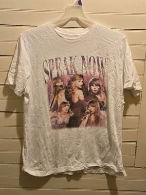 Taylor Swift T-Shirt Womens Speak Now Album Art White Short Sleeve Fan Tee - Image 1
