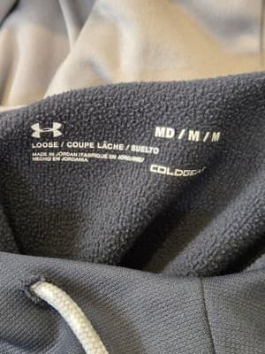 Under Armour Hoodie Mens M Gray ColdGear Fleece Lined Pullover Kangaroo Logo - Thumbnail 2