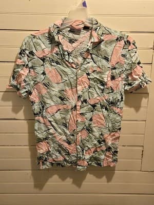 Stranger Things Shirt Mens L Short Sleeve Button Up Abstract Pastel Camp Collar - Image 1