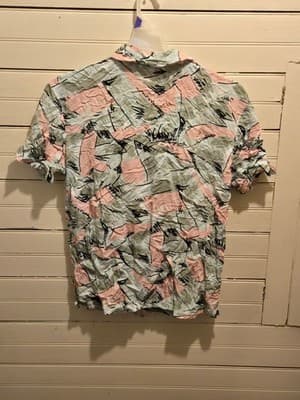 Stranger Things Shirt Mens L Short Sleeve Button Up Abstract Pastel Camp Collar - Thumbnail 3