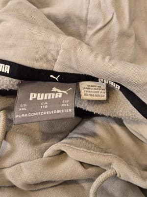 Puma Hoodie Mens XXL Gray Black Colorblock Pullover Logo Sleeve Kangaroo Pocket - Thumbnail 2