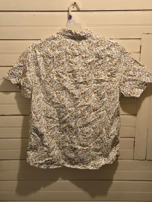 Denim & Flower Ricky Singh Shirt Mens XL Floral Short Sleeve Button Front White - Thumbnail 3