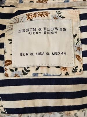 Denim & Flower Ricky Singh Shirt Mens XL Floral Short Sleeve Button Front White - Thumbnail 2