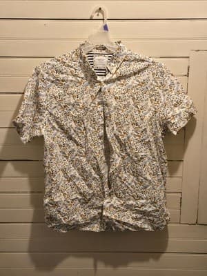 Denim & Flower Ricky Singh Shirt Mens XL Floral Short Sleeve Button Front White - Image 1