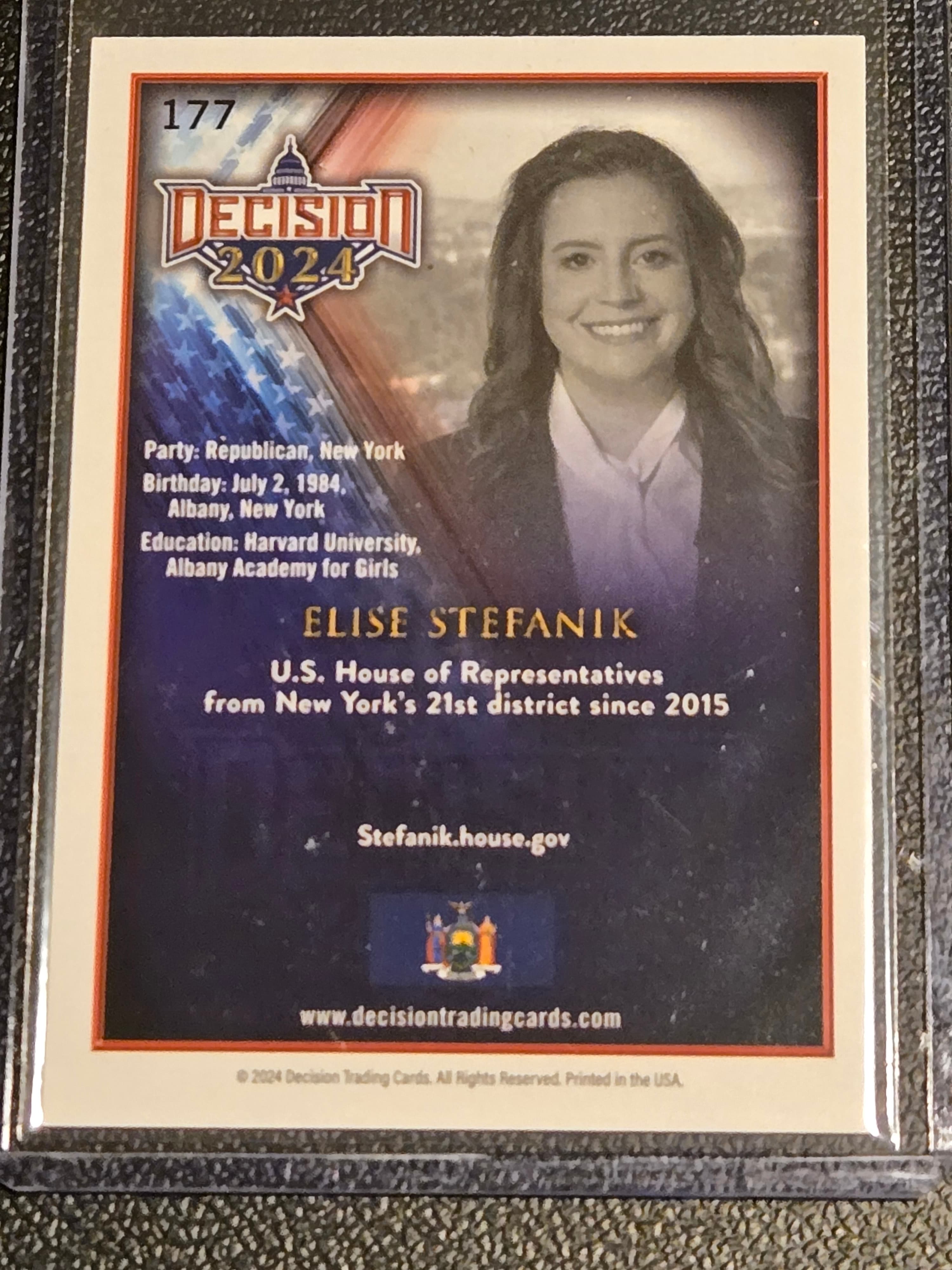 2024 Decision 2024 #177 Elise Stefanik Election Day 2024 Gold Stamped SP #'d /10 - Thumbnail 2