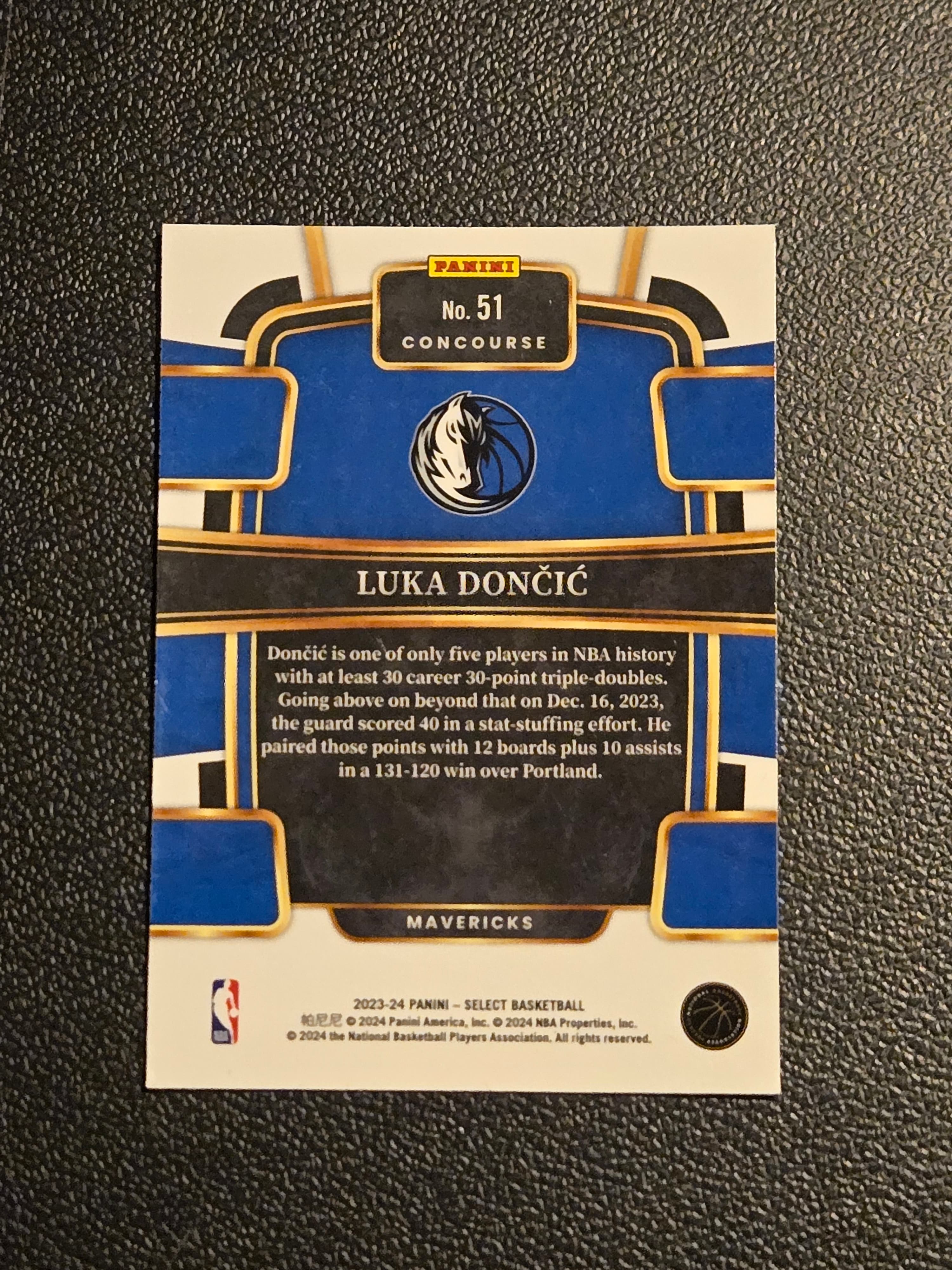 2023-24 Panini Select #51 Luka Doncic Blue Prizms - Thumbnail 2